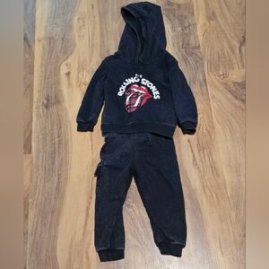 Rolling Stones Toddler Hoodie & Joggers Set – Black Wash